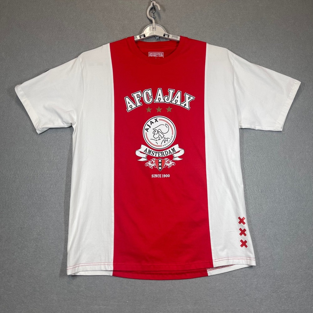 Ajax Amsterdam Shirt Mens XXL 2XL Red White St Andrews Crosses Patch Colorblock